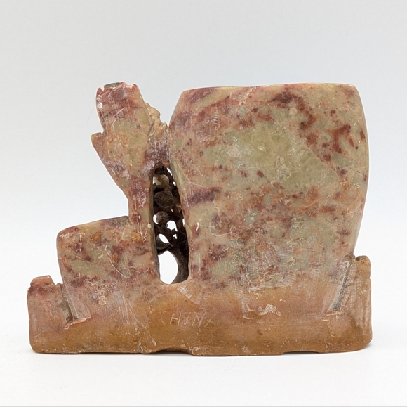 Vintage Chinese Pink Tan Soapstone Double Vase - Picture 3 of 13